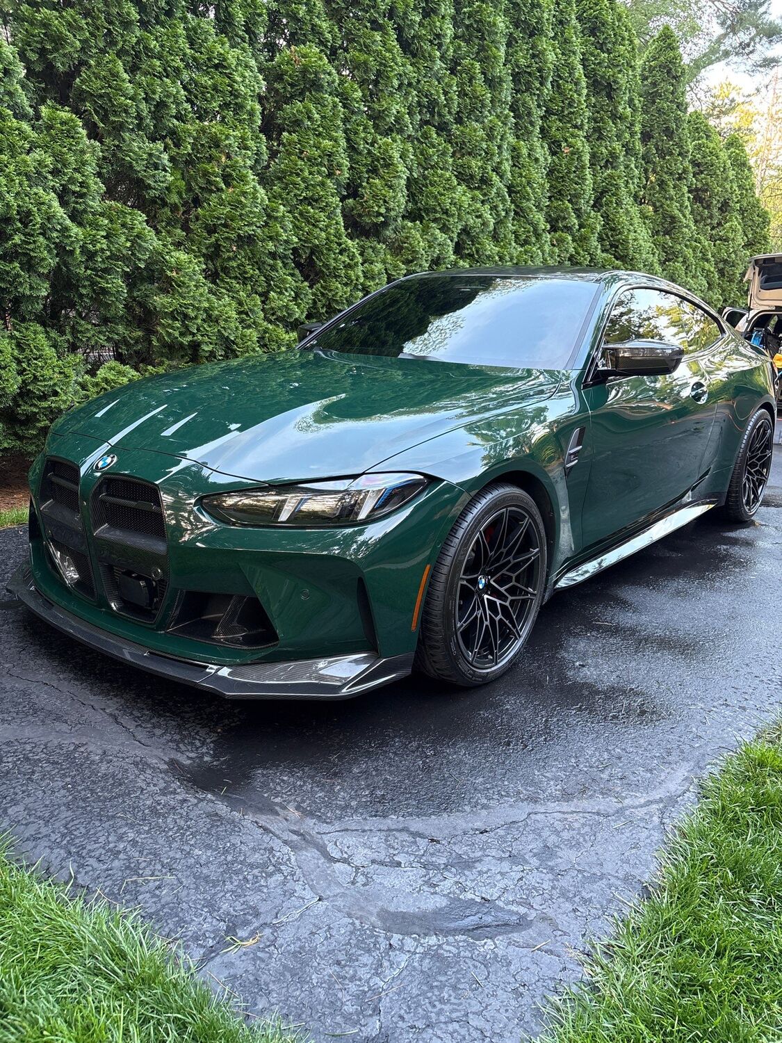 Freshly detailed BMW M4 in British Racing Green